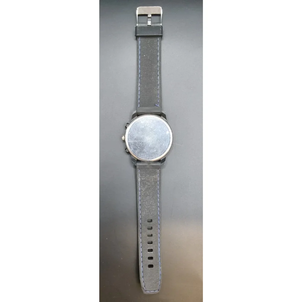 Sanwood Black/Blue Unisex Watch Black Buckle Band Round Face Blue Numbers #W5509